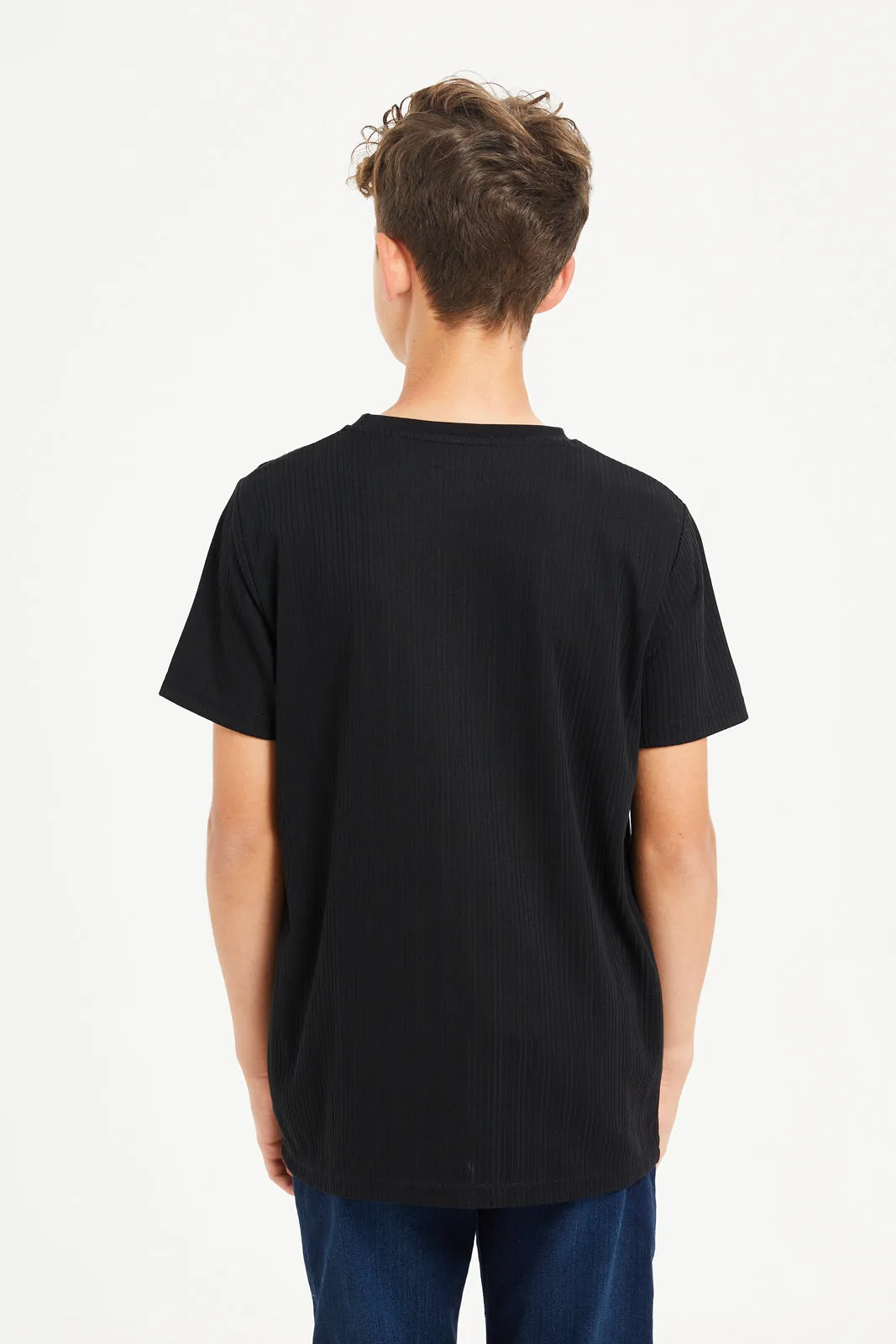 Senior Boys Black Ribbed T-Shirt