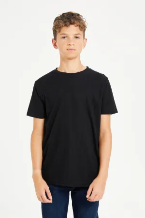 Senior Boys Black Ribbed T-Shirt