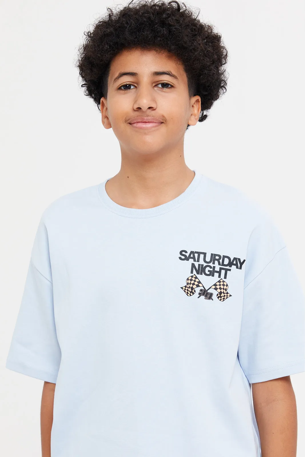 Senior Boys Blue Saturday Night Oversize T-Shirt