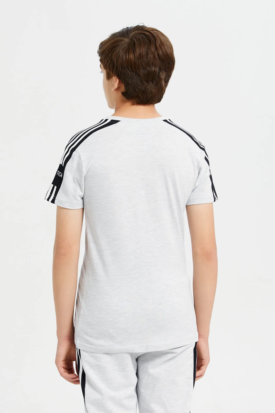 Senior Boys Grey Embellished T-Shirt