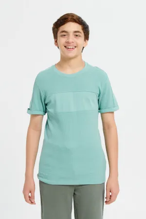 Senior Boys Mint Jacquard T-Shirt