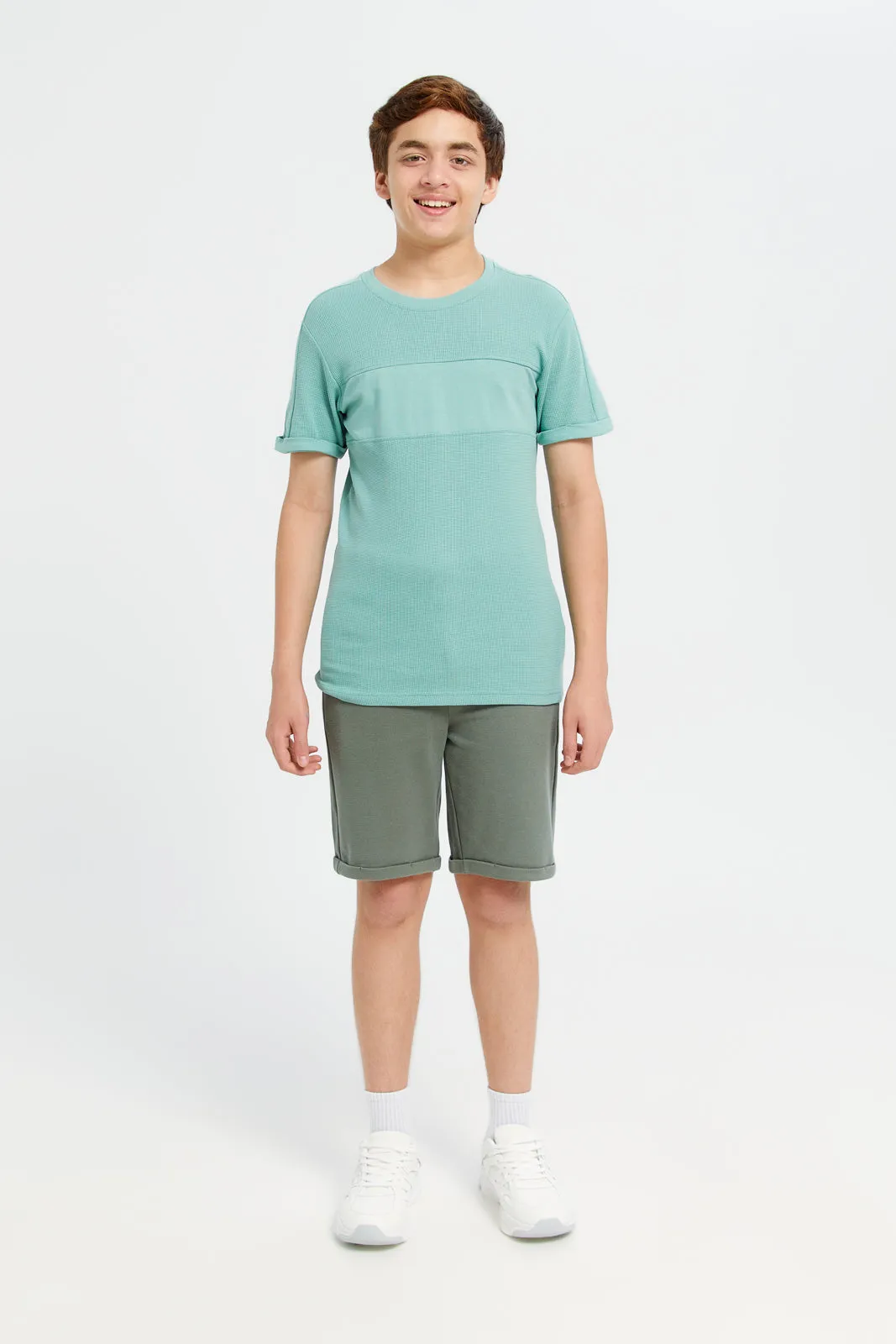 Senior Boys Mint Jacquard T-Shirt