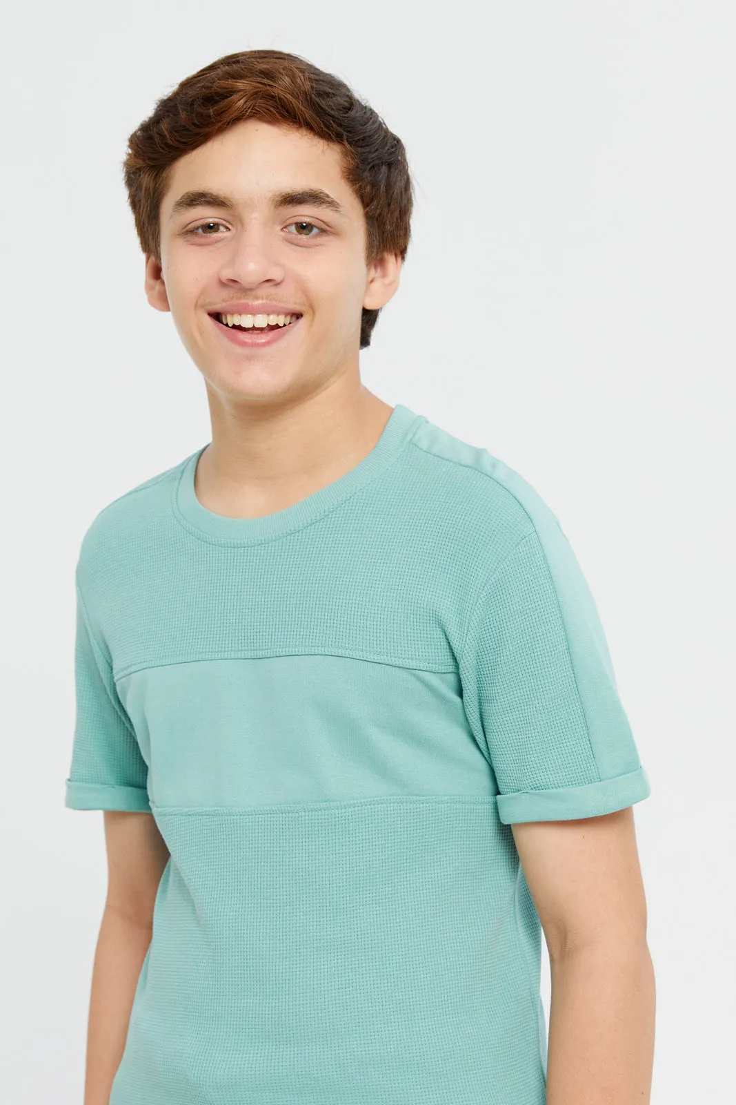 Senior Boys Mint Jacquard T-Shirt