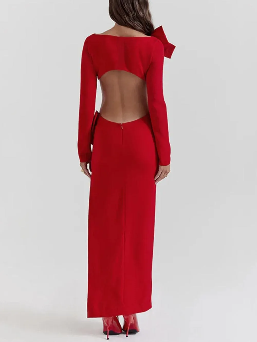 Sienna Bow Backless Maxi Dress