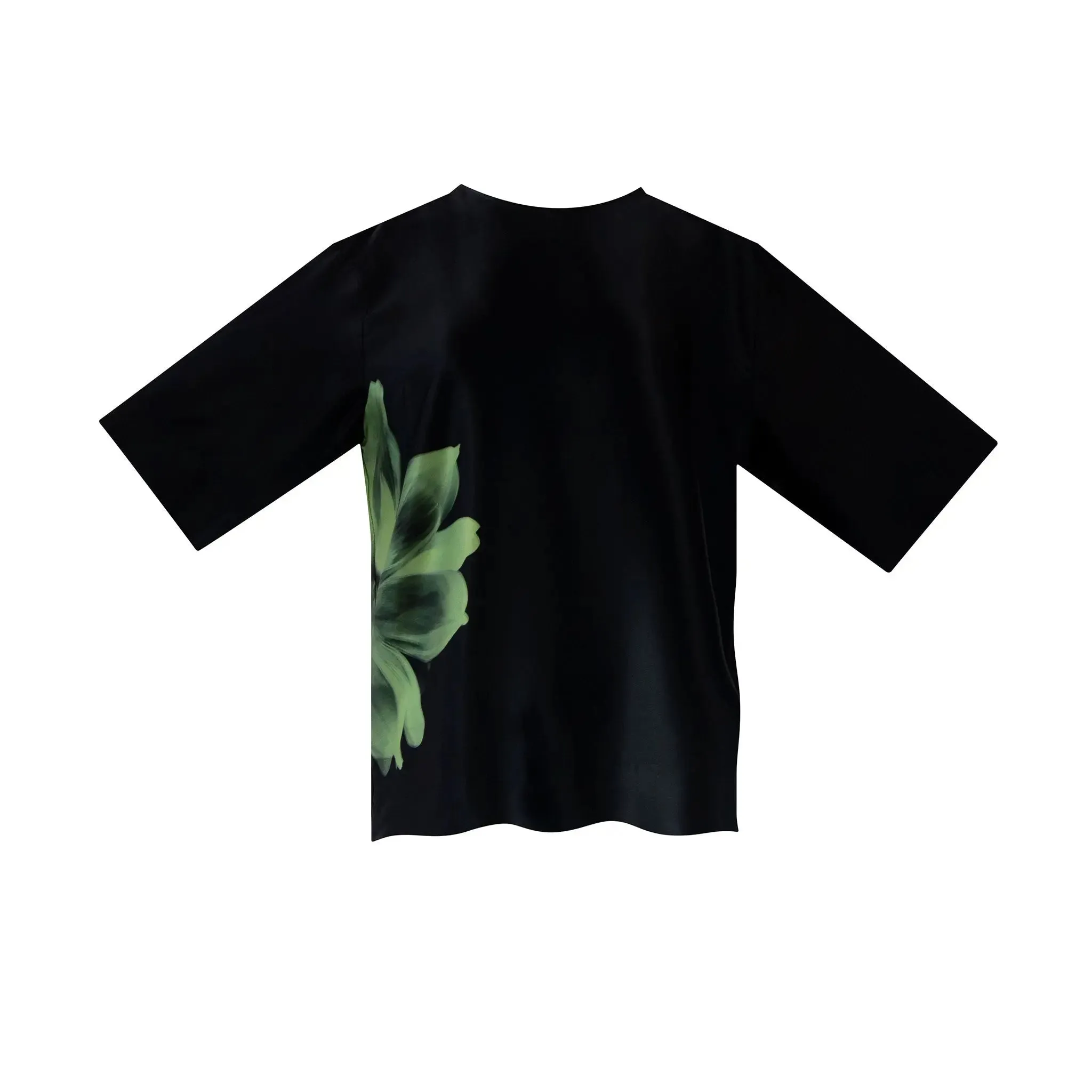 Silk Dreamscape T-Shirt Black Flowers