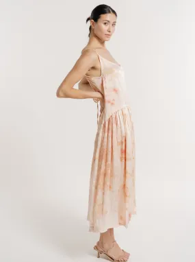 Silk Midi Slip Dress - Botanical Ice Dye - Sample