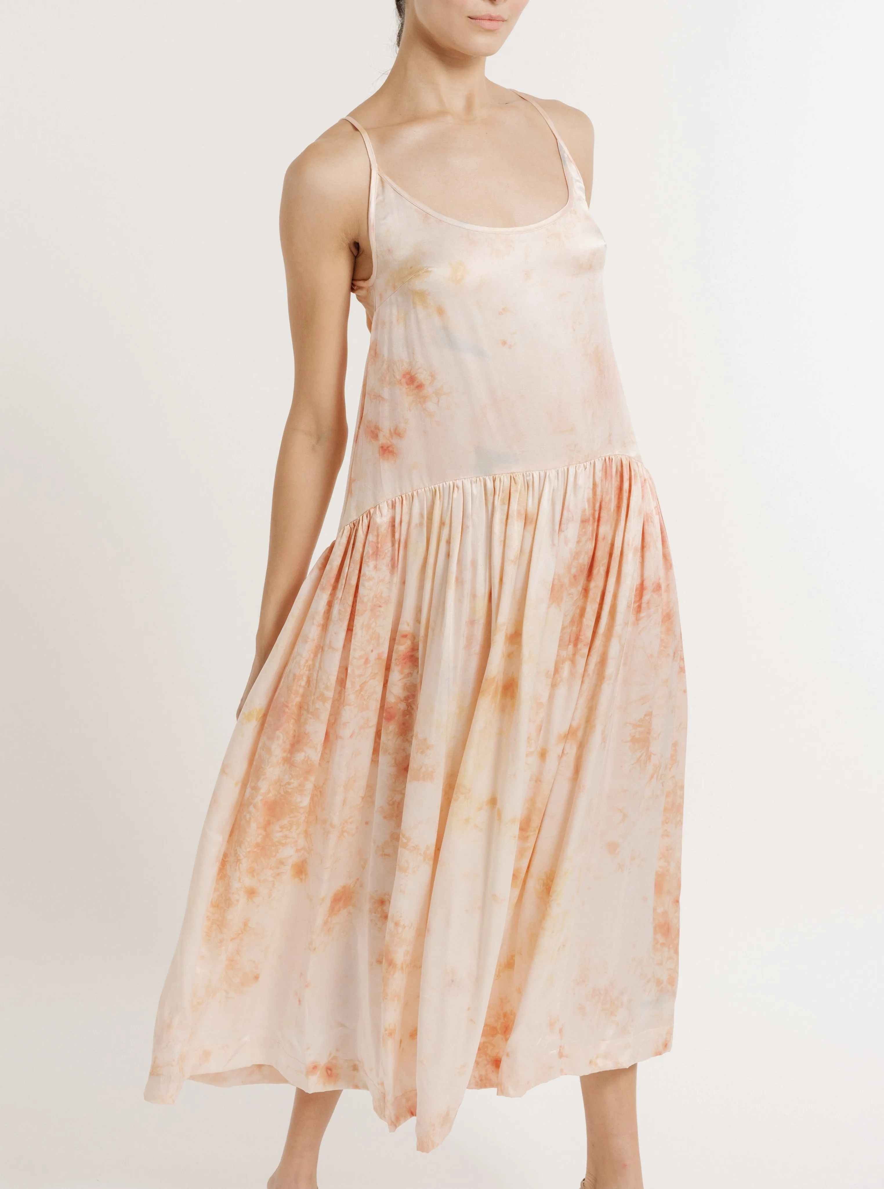 Silk Midi Slip Dress - Botanical Ice Dye - Sample