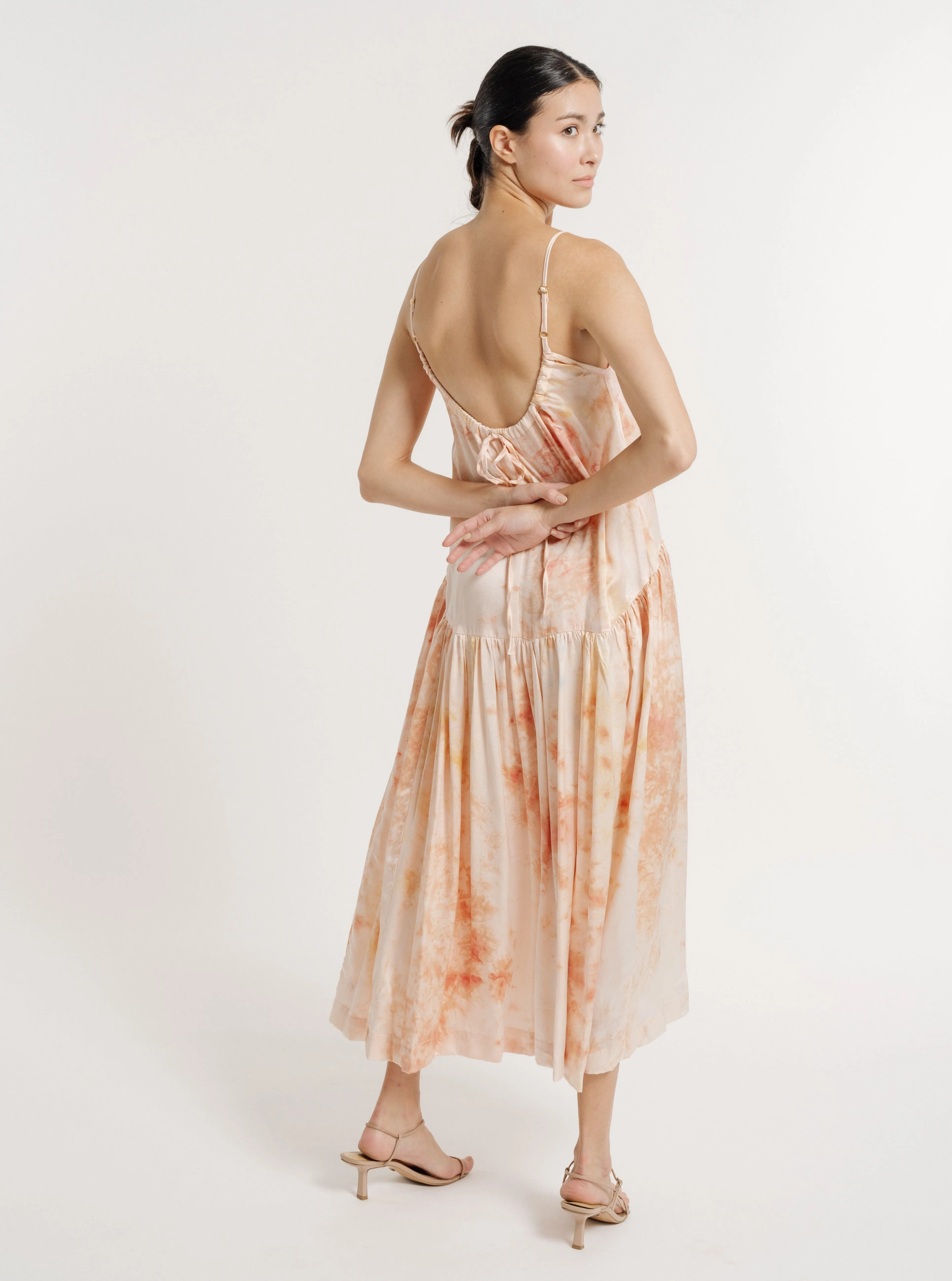 Silk Midi Slip Dress - Botanical Ice Dye - Sample