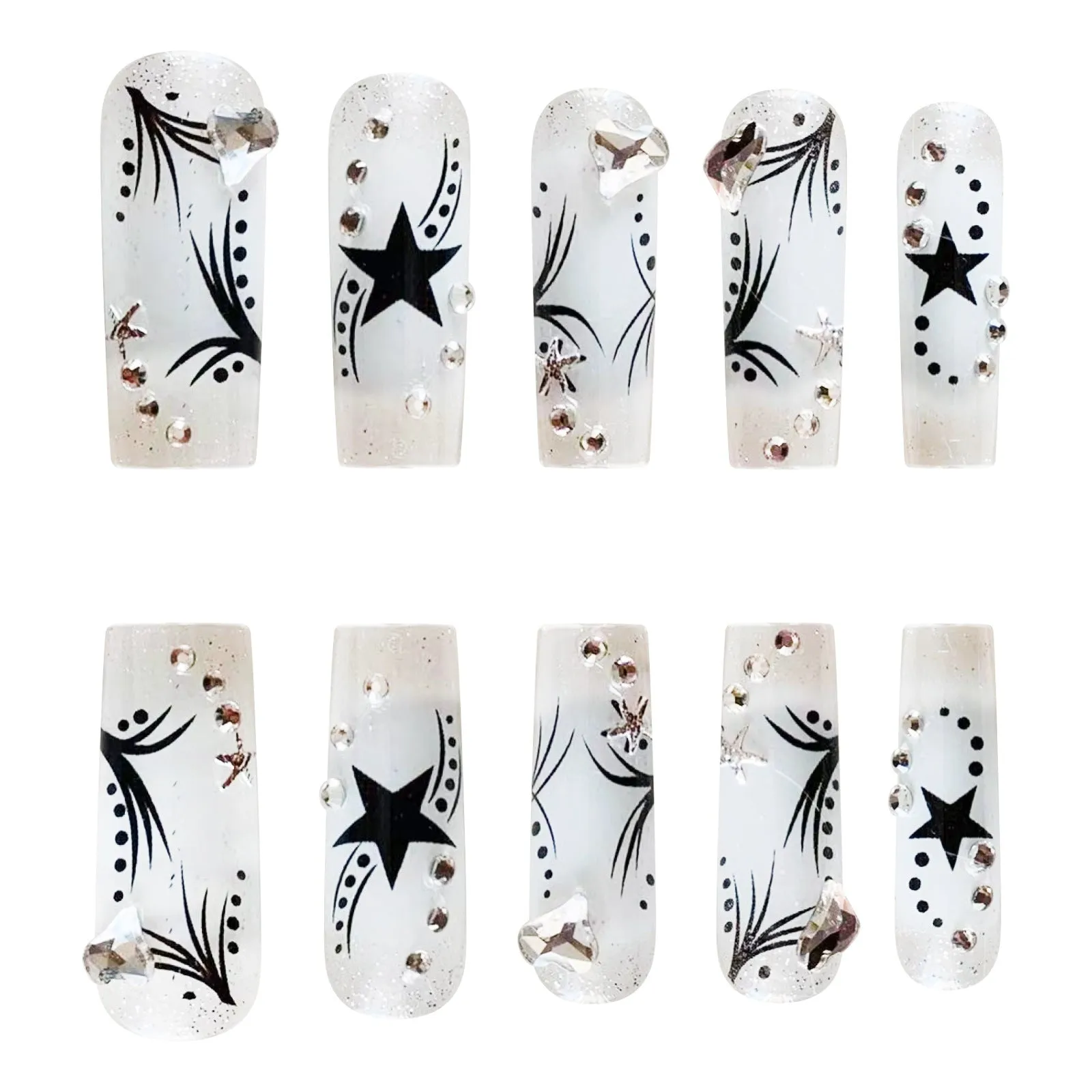 SilverStar Rhinestone Patch Nails