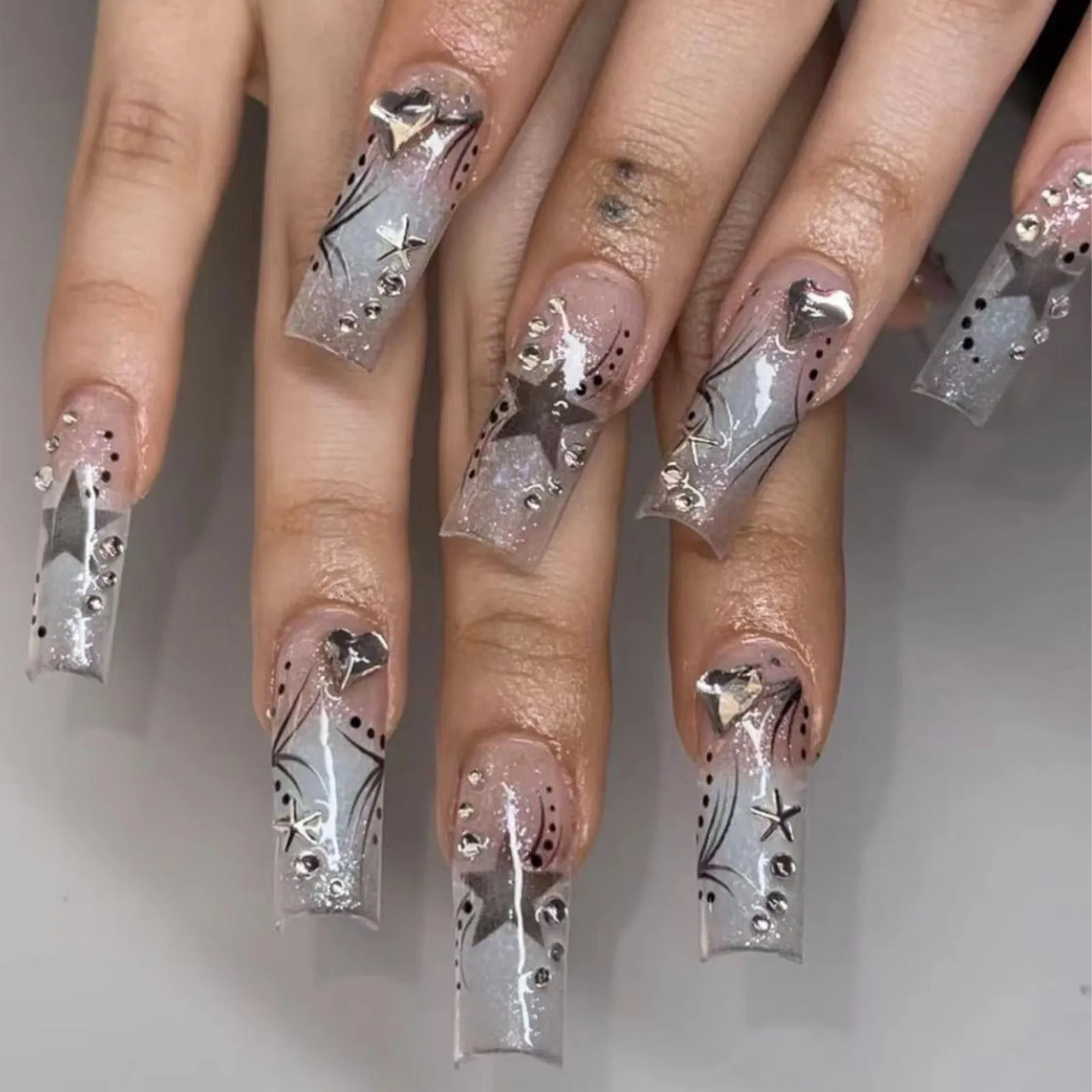 SilverStar Rhinestone Patch Nails