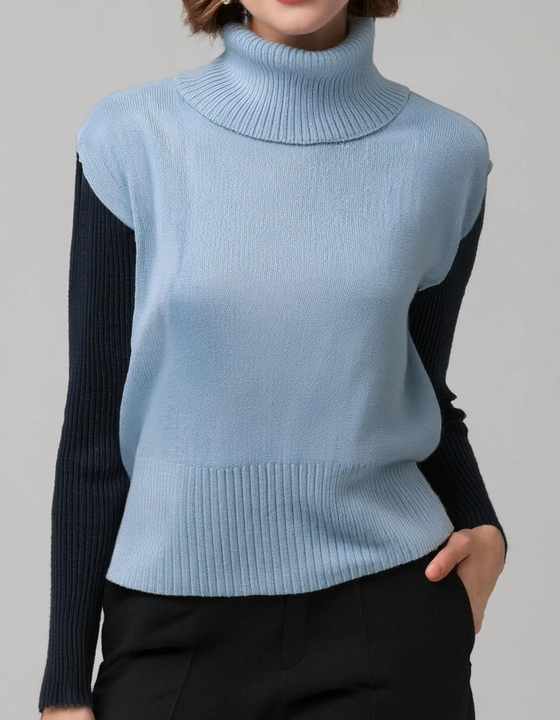 Sky Blue Soft Turtleneck Sweater