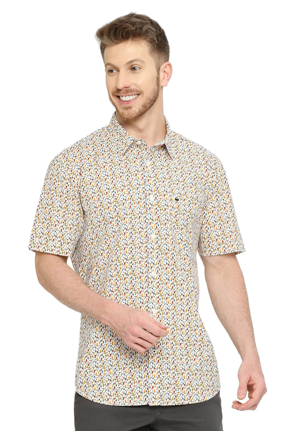 Slim Fit Cotton Digital Printed Halfsleeves Shirt