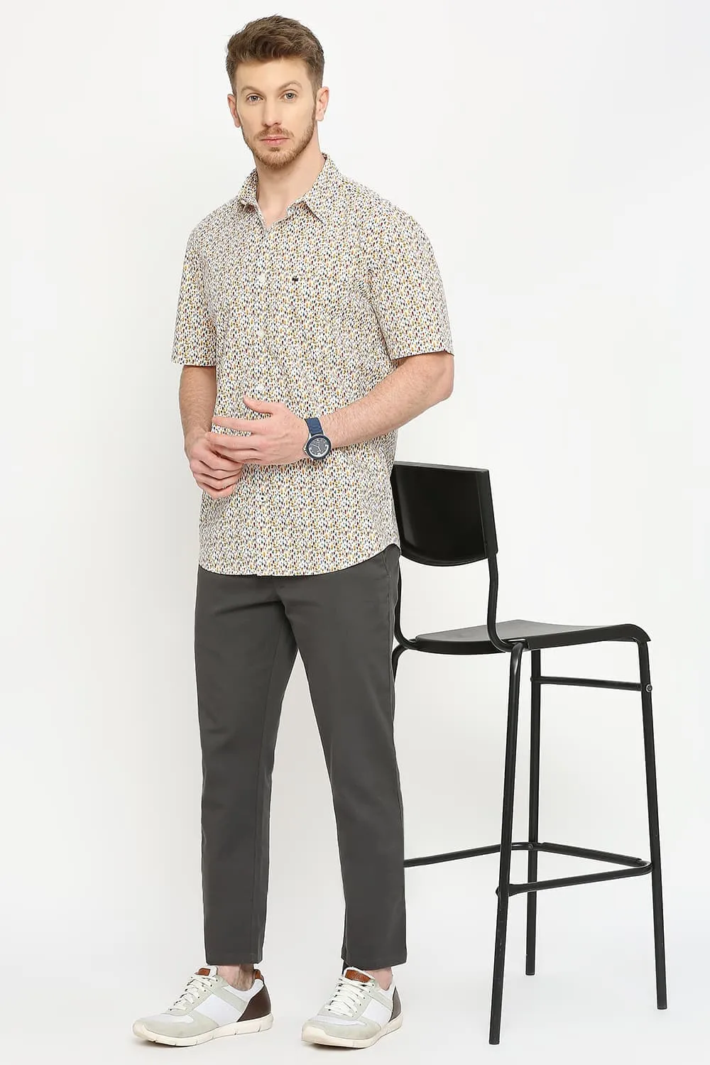 Slim Fit Cotton Digital Printed Halfsleeves Shirt