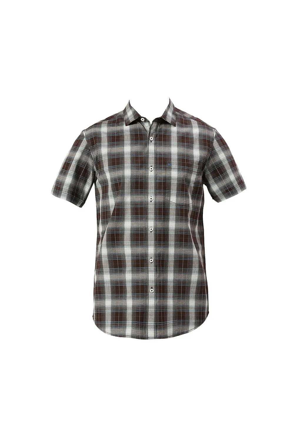 Slim Fit Cotton Fil-a-Fil Checks Halfsleeves Shirt