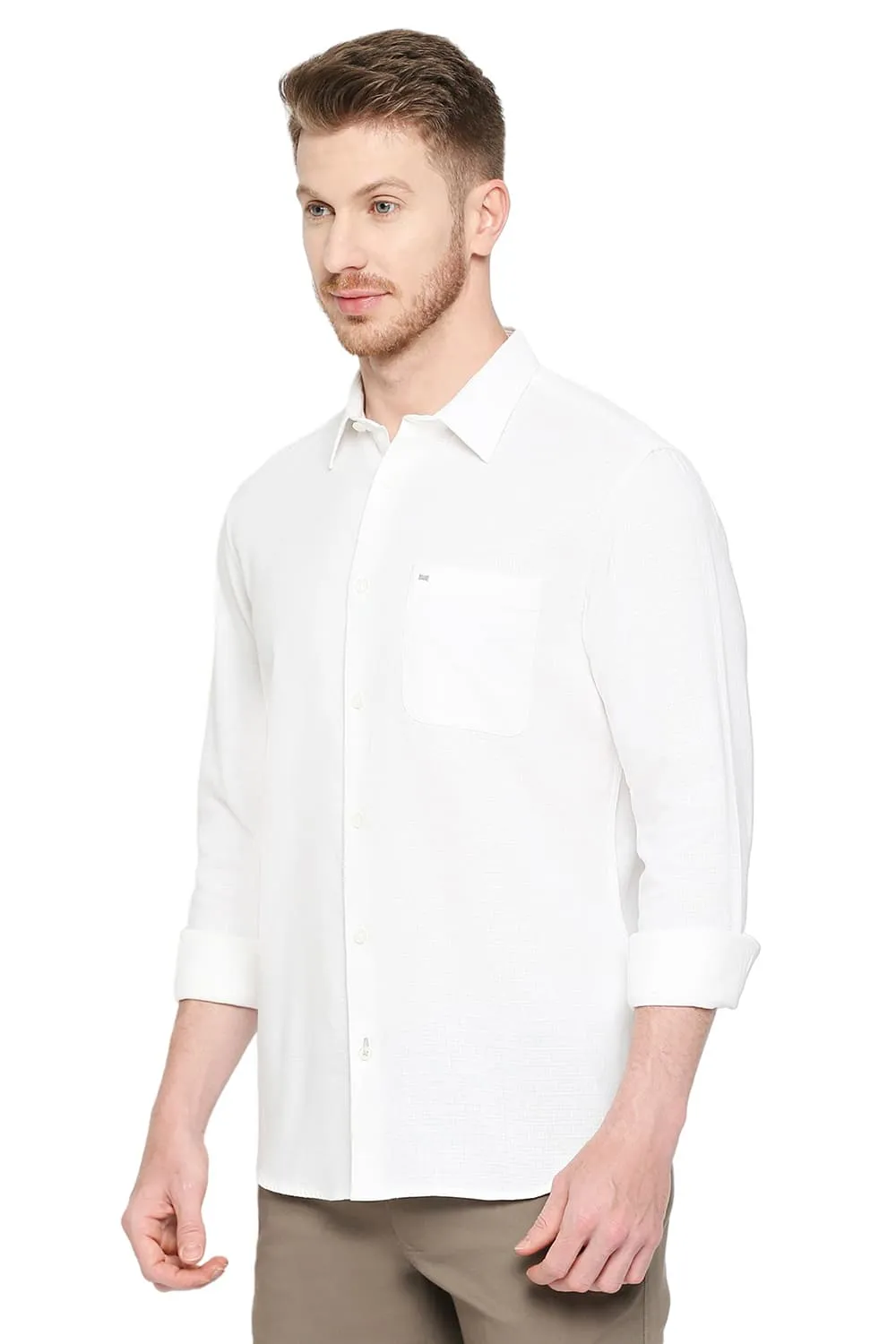 Slim Fit Cotton Hopsack Dobby Shirt