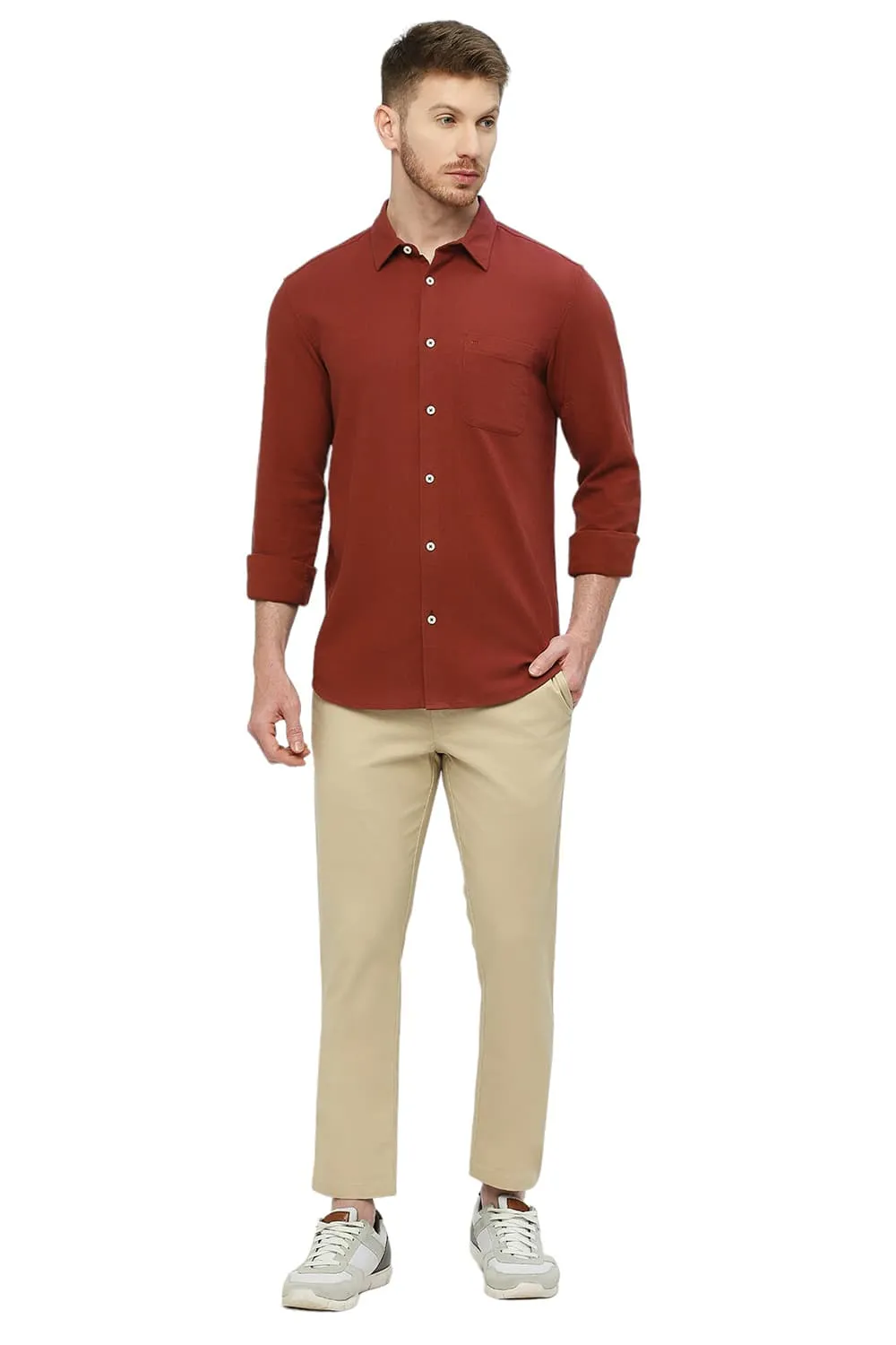 Slim Fit Cotton Hopsack Dobby Shirt