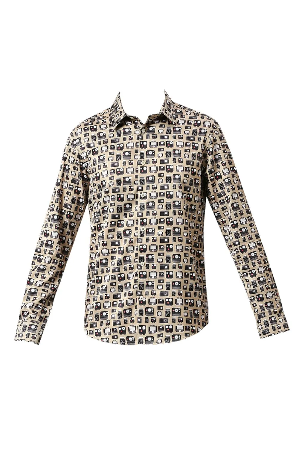 Slim Fit Polyester Stretch Twill Printed Shirt