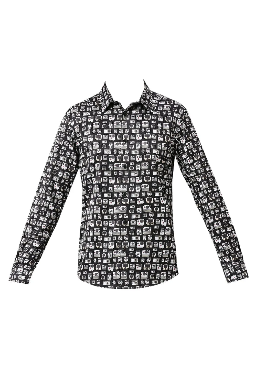 Slim Fit Polyester Stretch Twill Printed Shirt