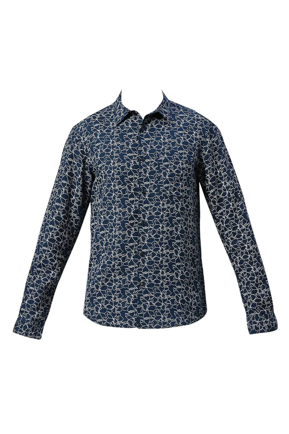 Slim Fit Viscose Linen Printed Shirt