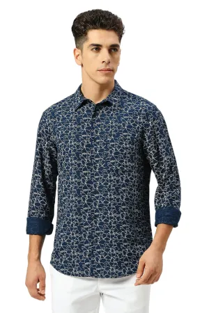 Slim Fit Viscose Linen Printed Shirt