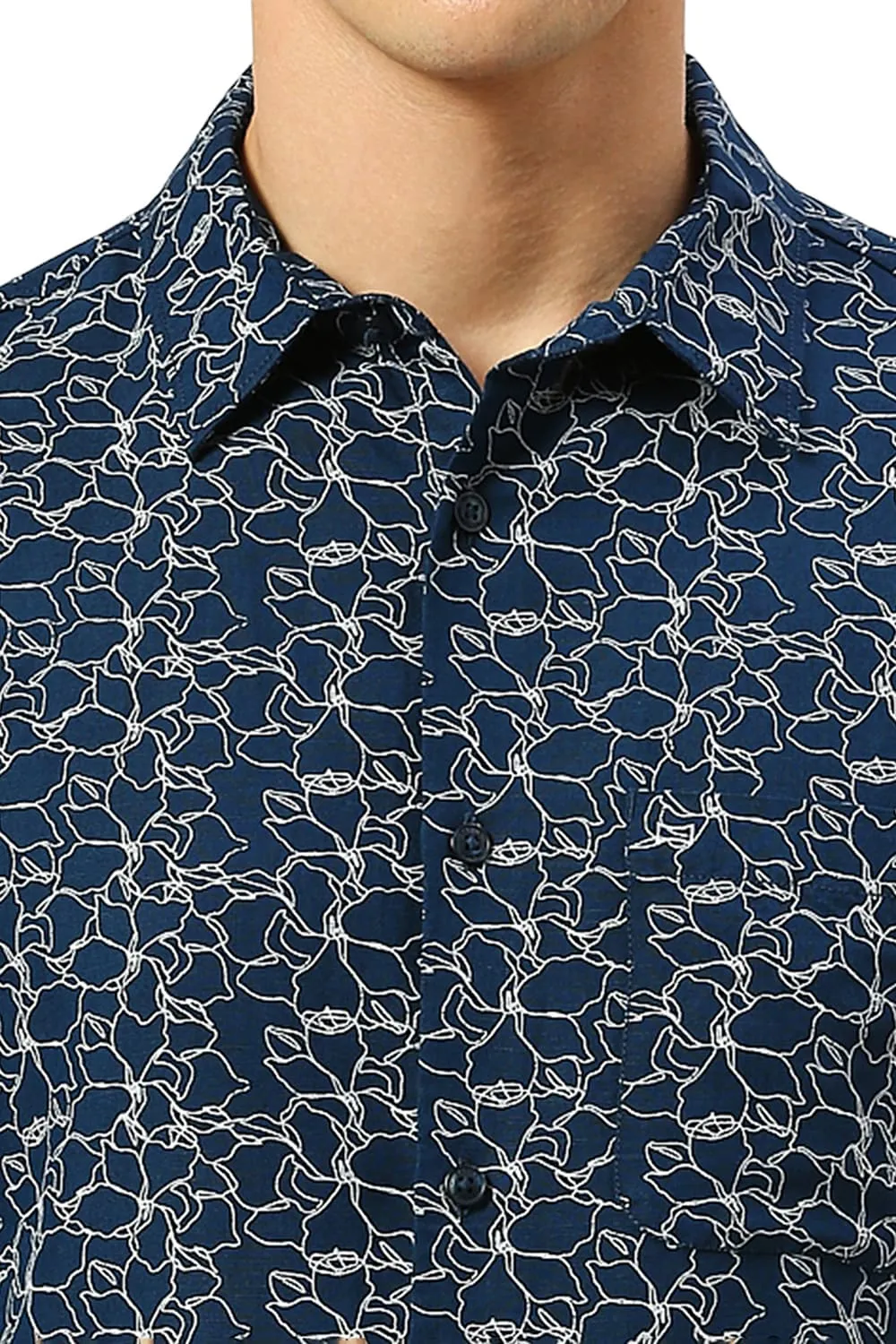 Slim Fit Viscose Linen Printed Shirt