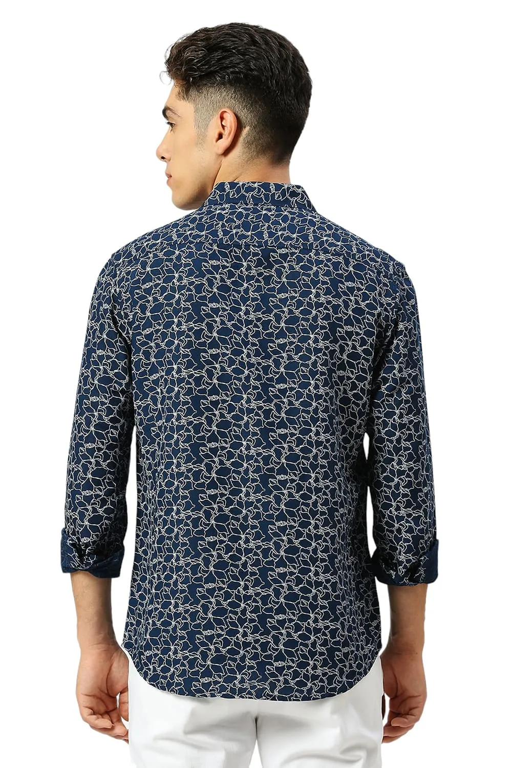 Slim Fit Viscose Linen Printed Shirt