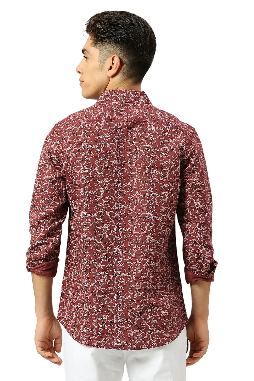 Slim Fit Viscose Linen Printed Shirt