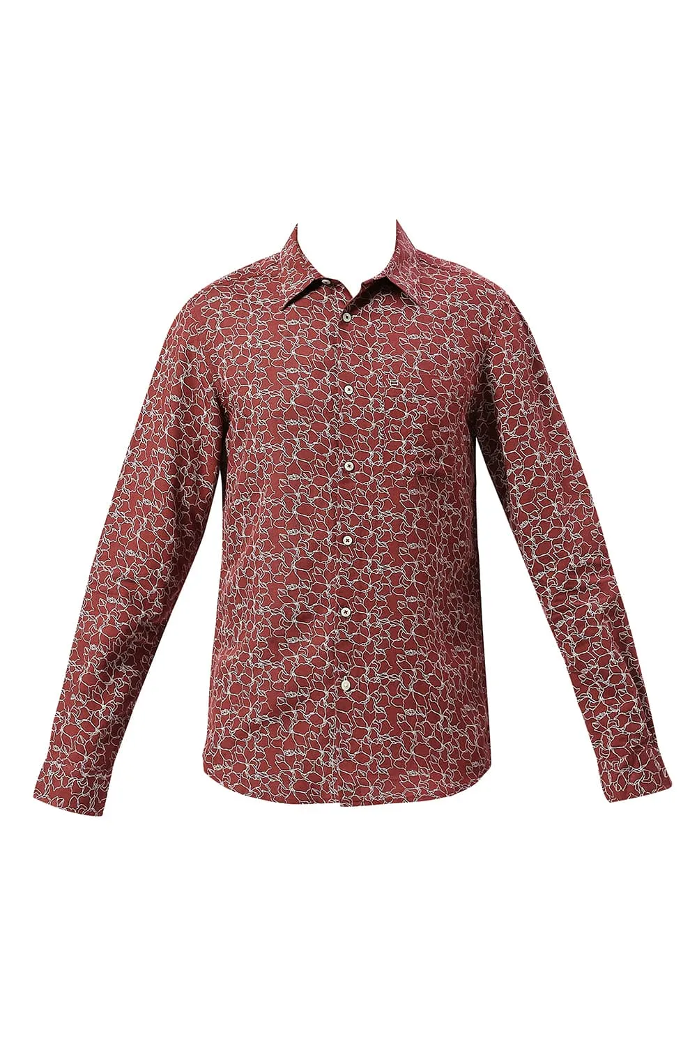 Slim Fit Viscose Linen Printed Shirt