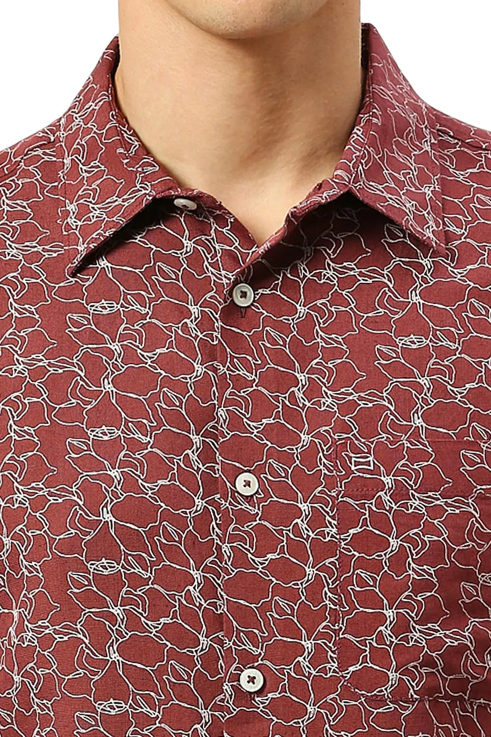 Slim Fit Viscose Linen Printed Shirt