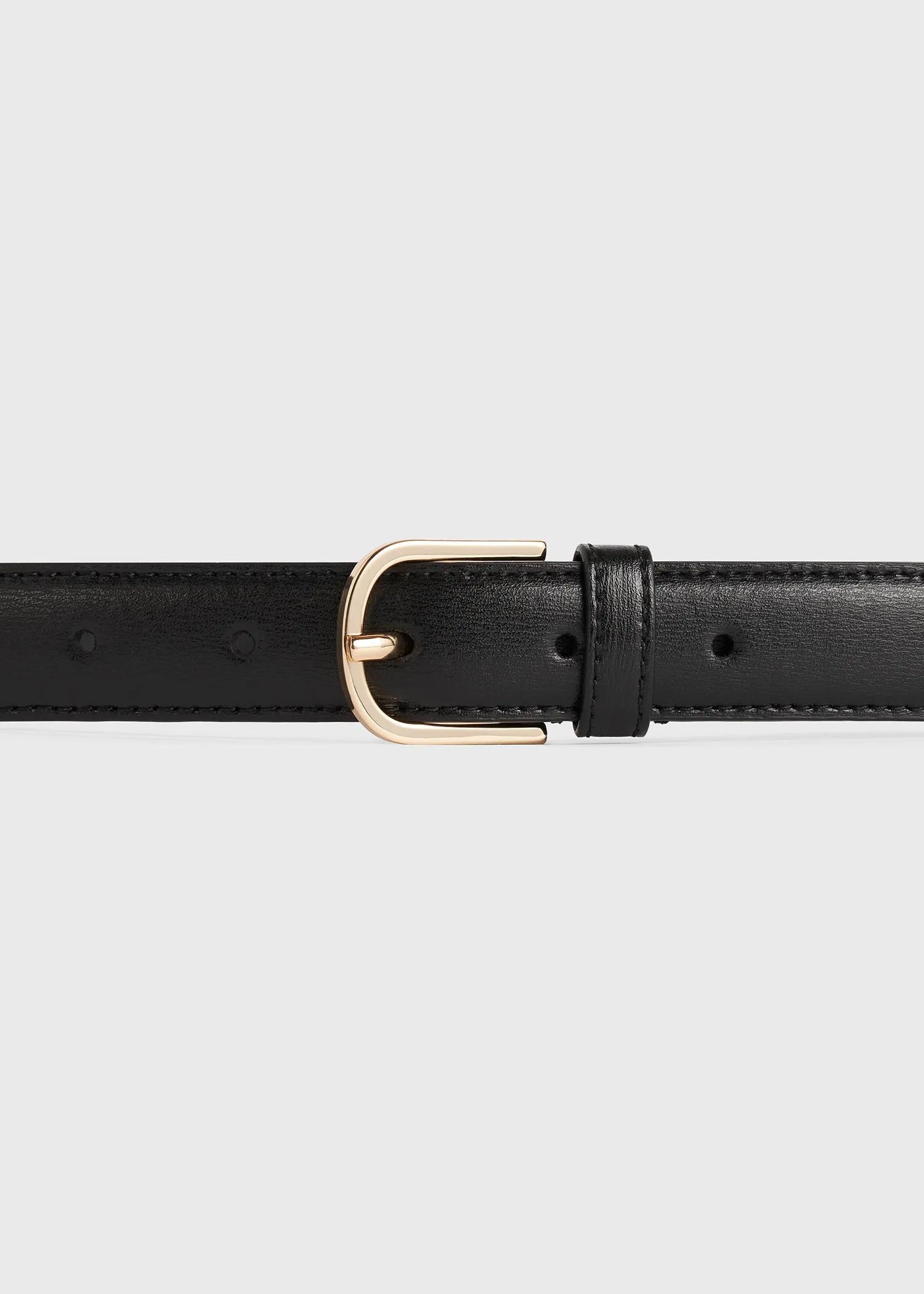 Slim leather trouser belt black