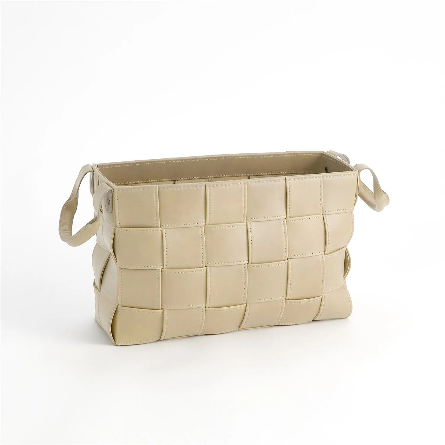 Soft Woven Leather Basket - Beige - 2 sizes