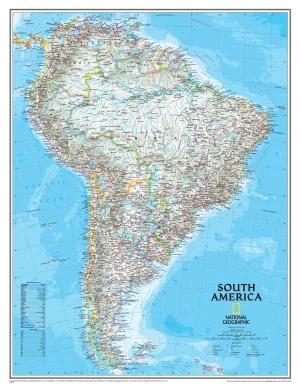 South America Classic National Geographic 599 x 770mm Wall Map