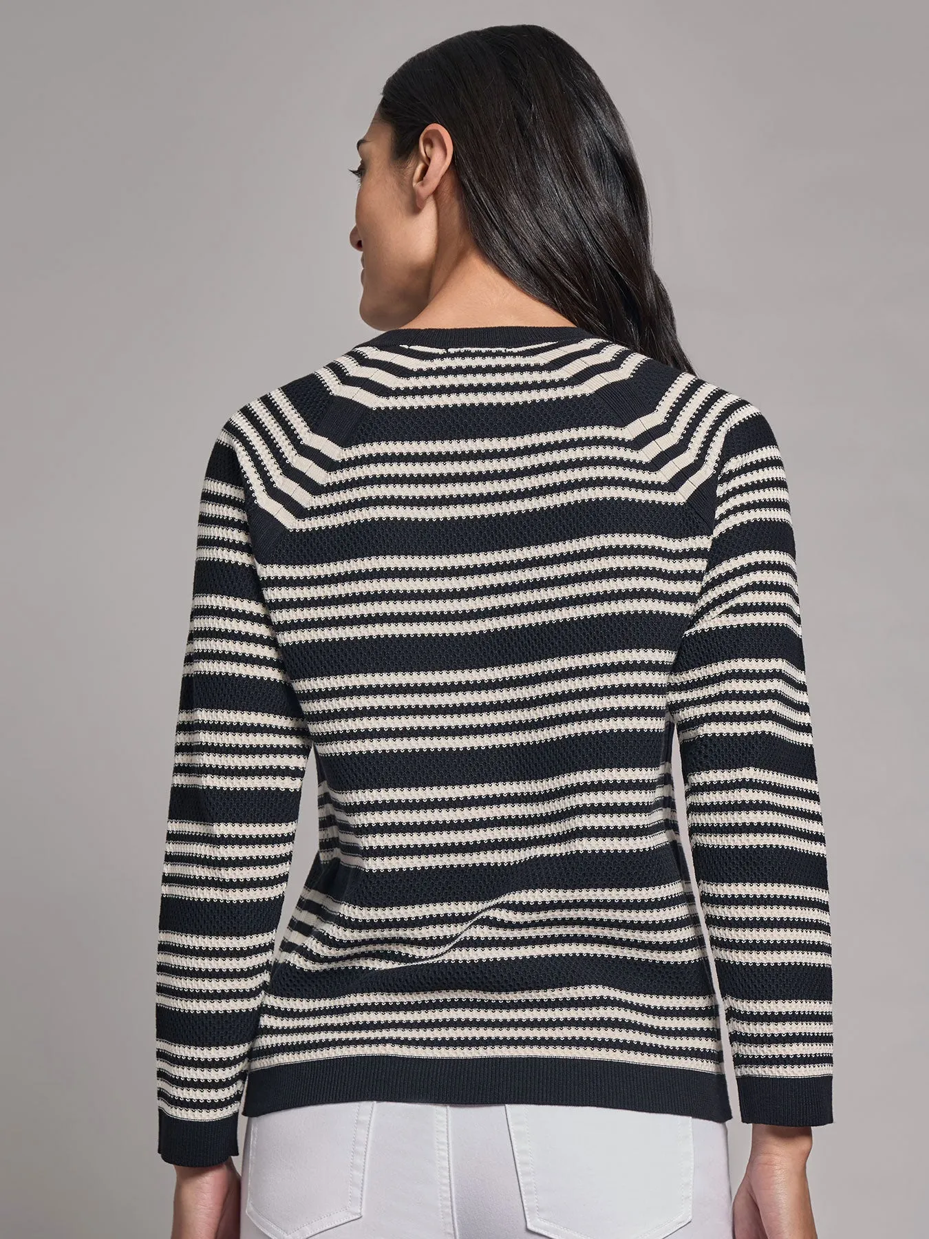 Stripe Crew Neck Raglan Sweater