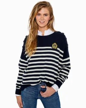 Striped Cashmere Sweater | Navy Blue