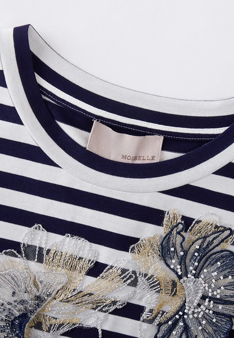 Striped Embroidered T-shirt