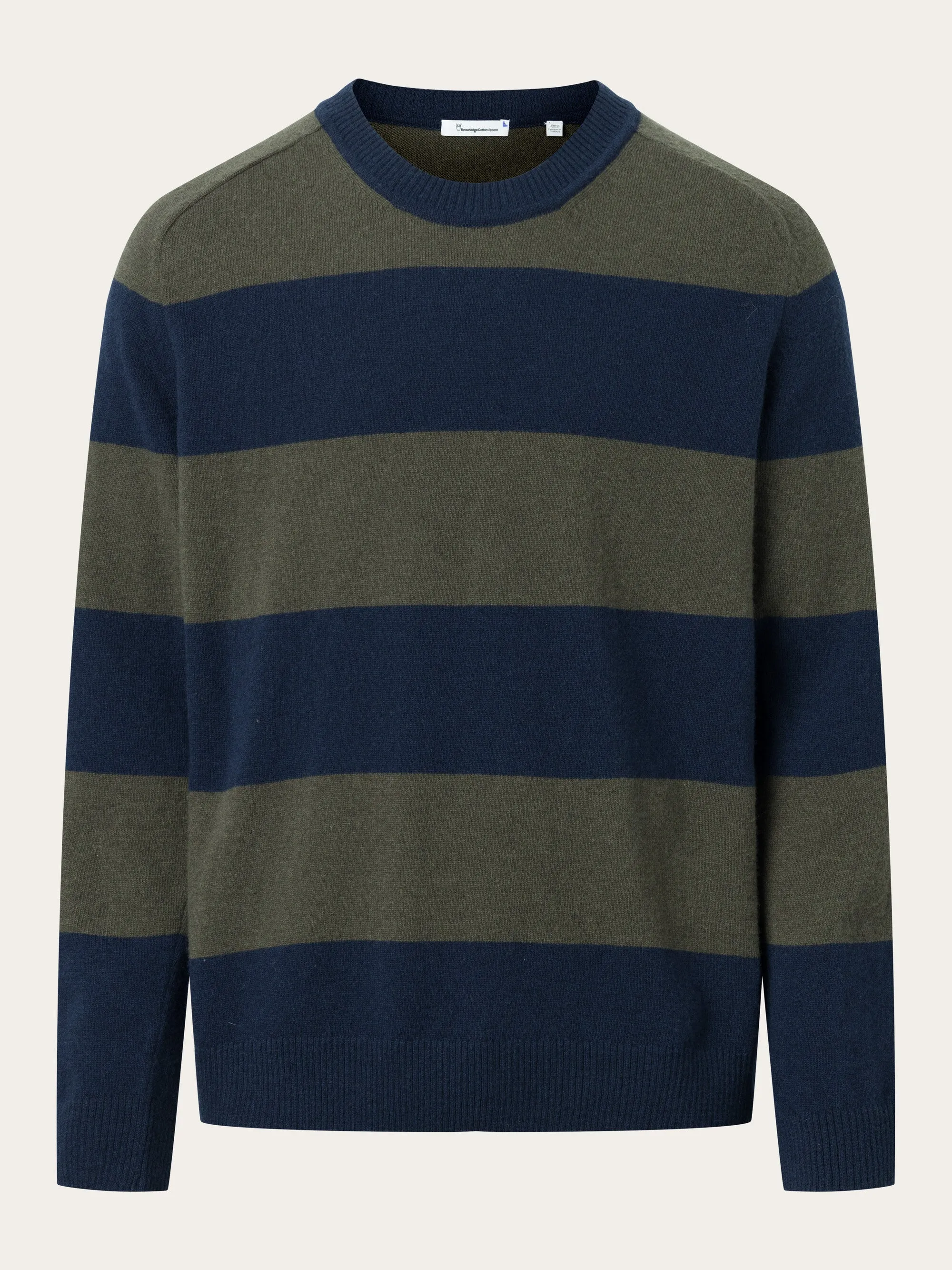 Stripes O-neck knit - - Green stripe