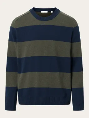 Stripes O-neck knit - - Green stripe