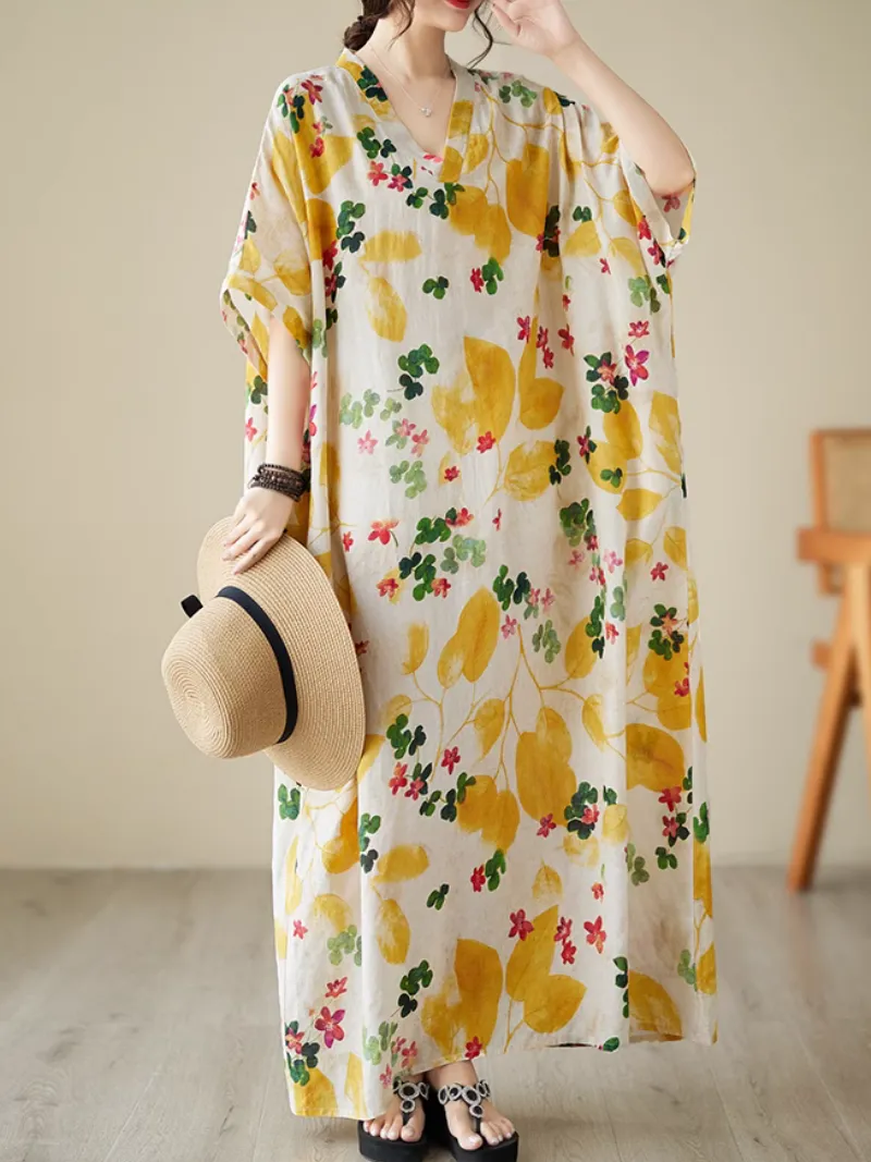 Sunset Serenad Pattern Beach Kaftan Dress