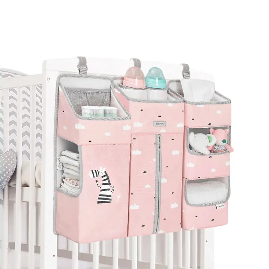 Sunveno Baby Bedside Portable Crib Organizer (Pink)