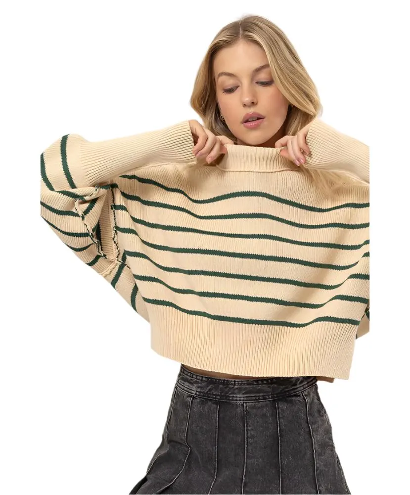 Sweet Striped Crop Sweater