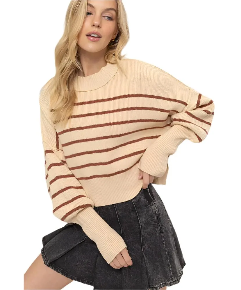 Sweet Striped Crop Sweater