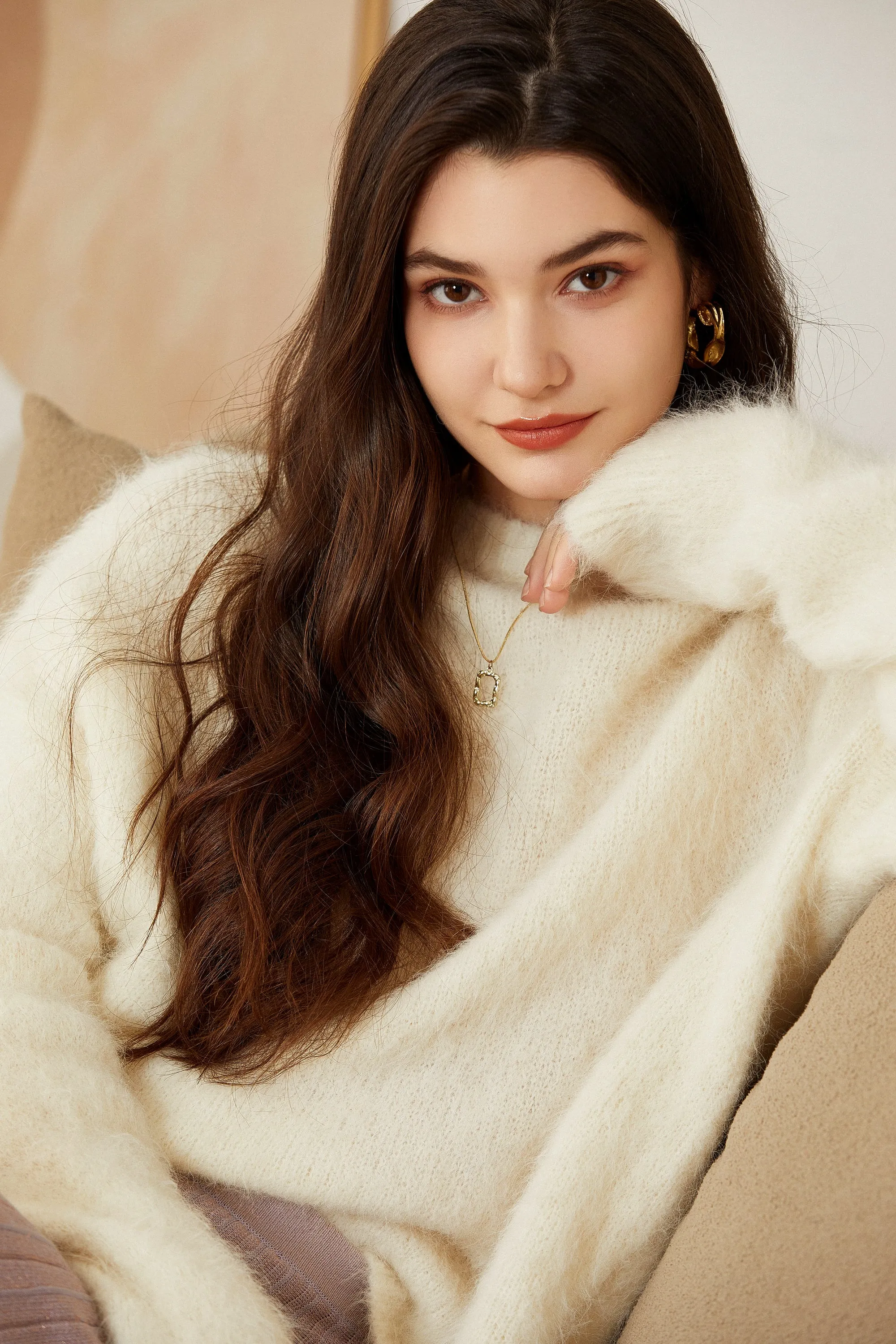 Sylphide | Oceane White Furry Alpaca Sweater