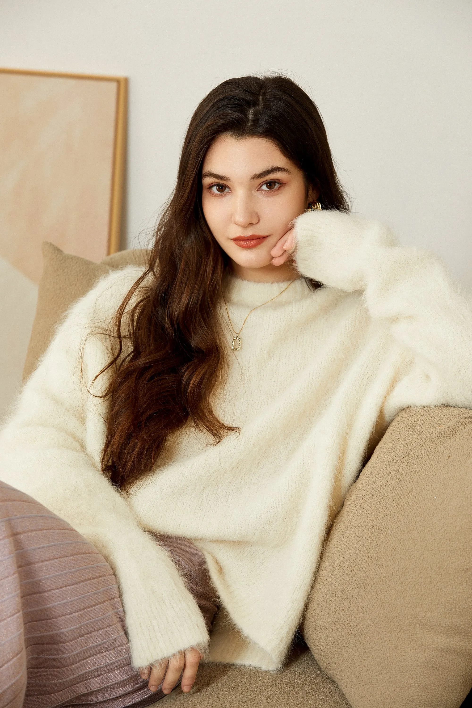 Sylphide | Oceane White Furry Alpaca Sweater