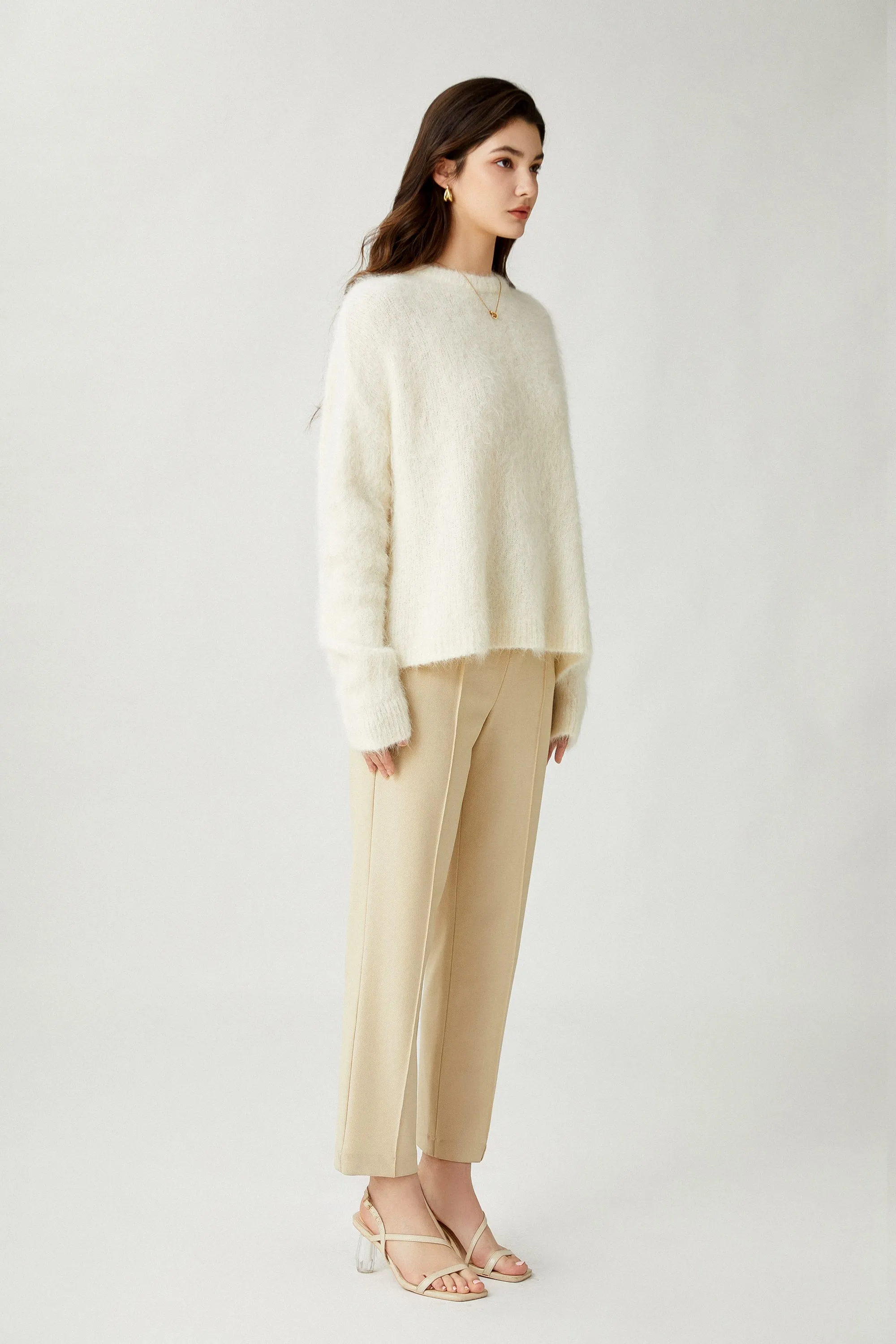 Sylphide | Oceane White Furry Alpaca Sweater