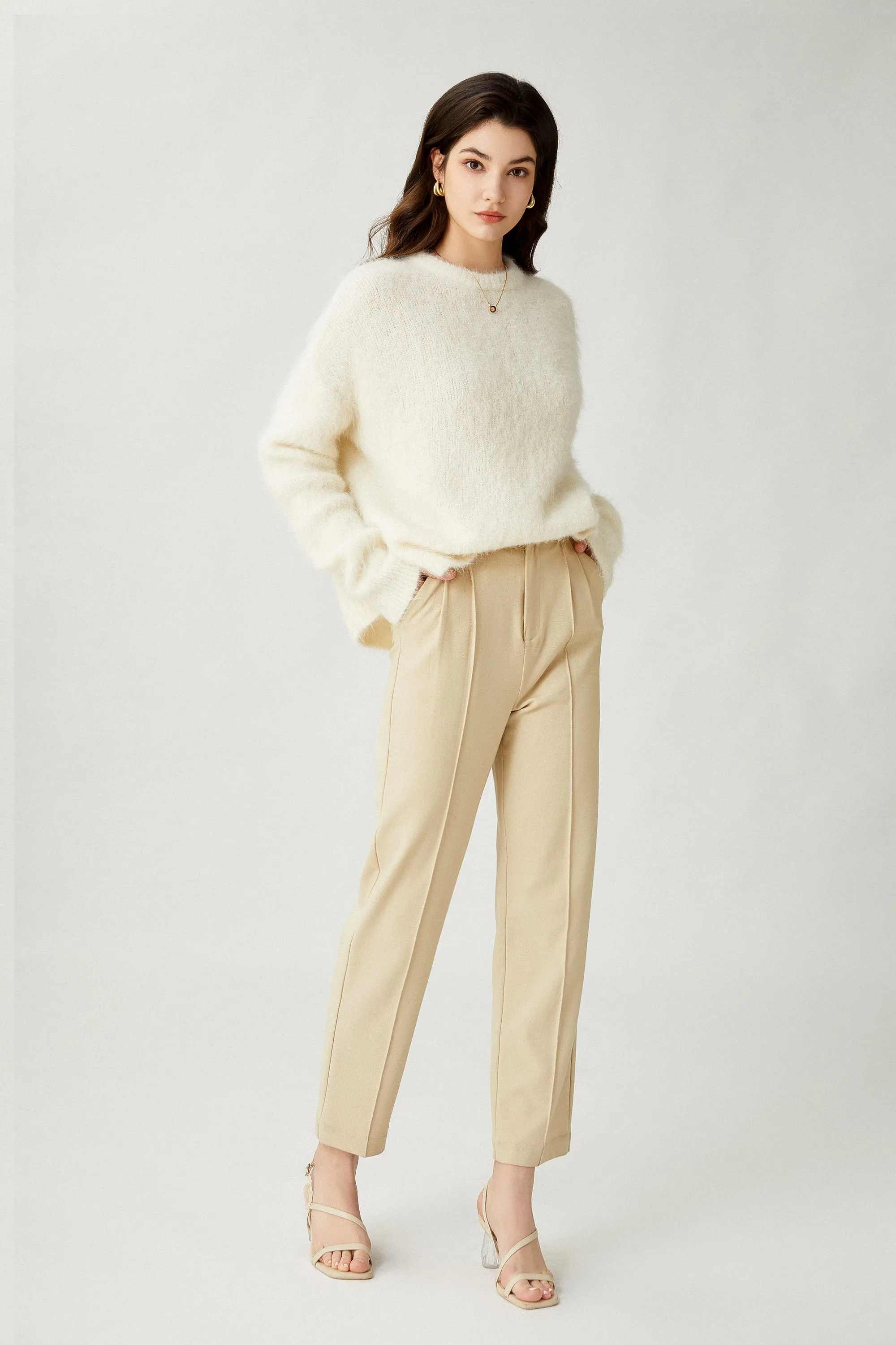 Sylphide | Oceane White Furry Alpaca Sweater