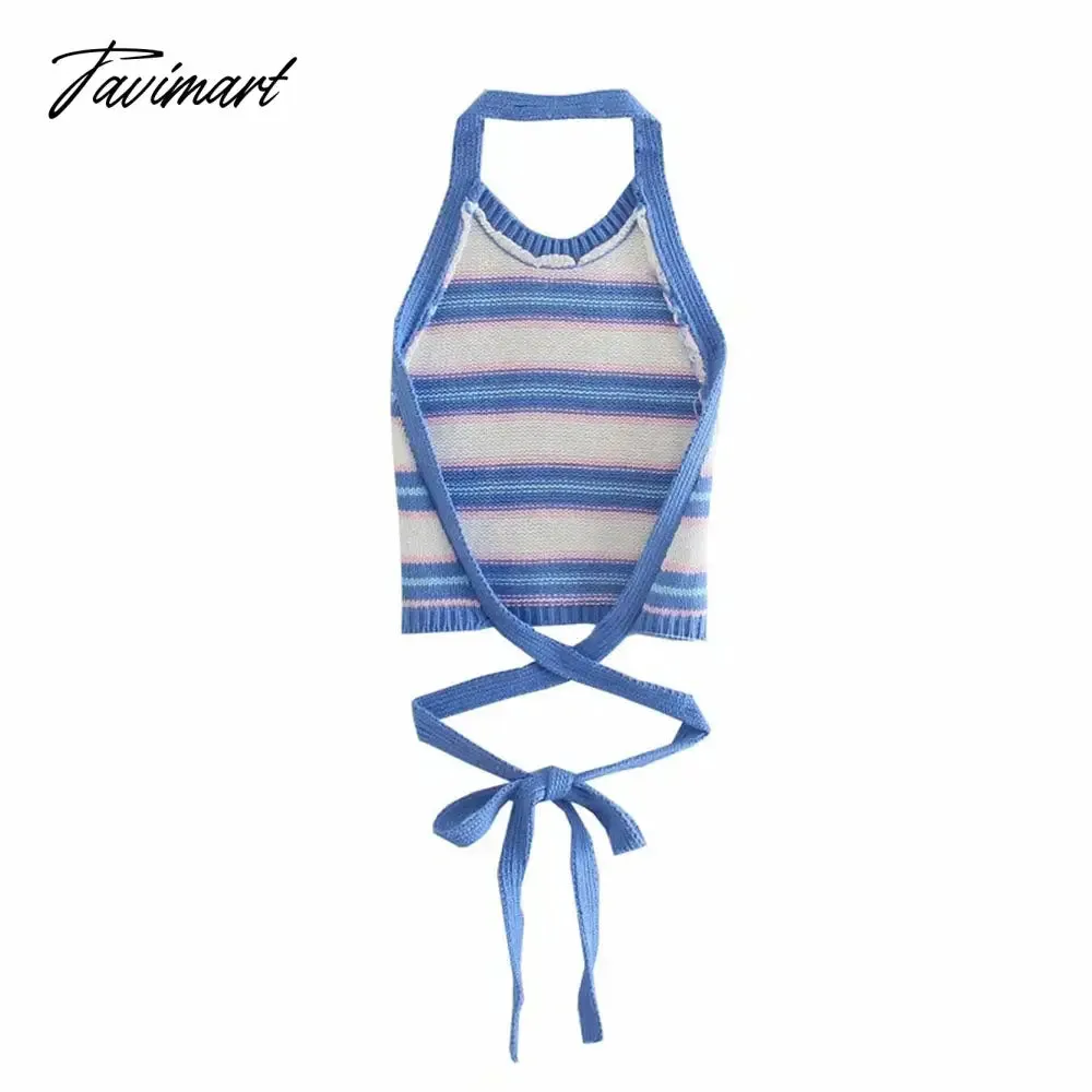 Tavimart Sleeveless Halter Bandage Backless Sexy Tank Crop Top Summer Women Streetwear Club Party Outfits Y2K Sweater