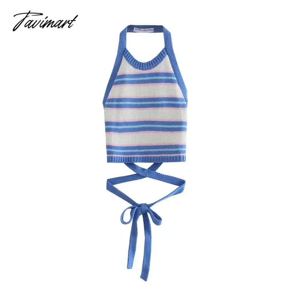 Tavimart Sleeveless Halter Bandage Backless Sexy Tank Crop Top Summer Women Streetwear Club Party Outfits Y2K Sweater