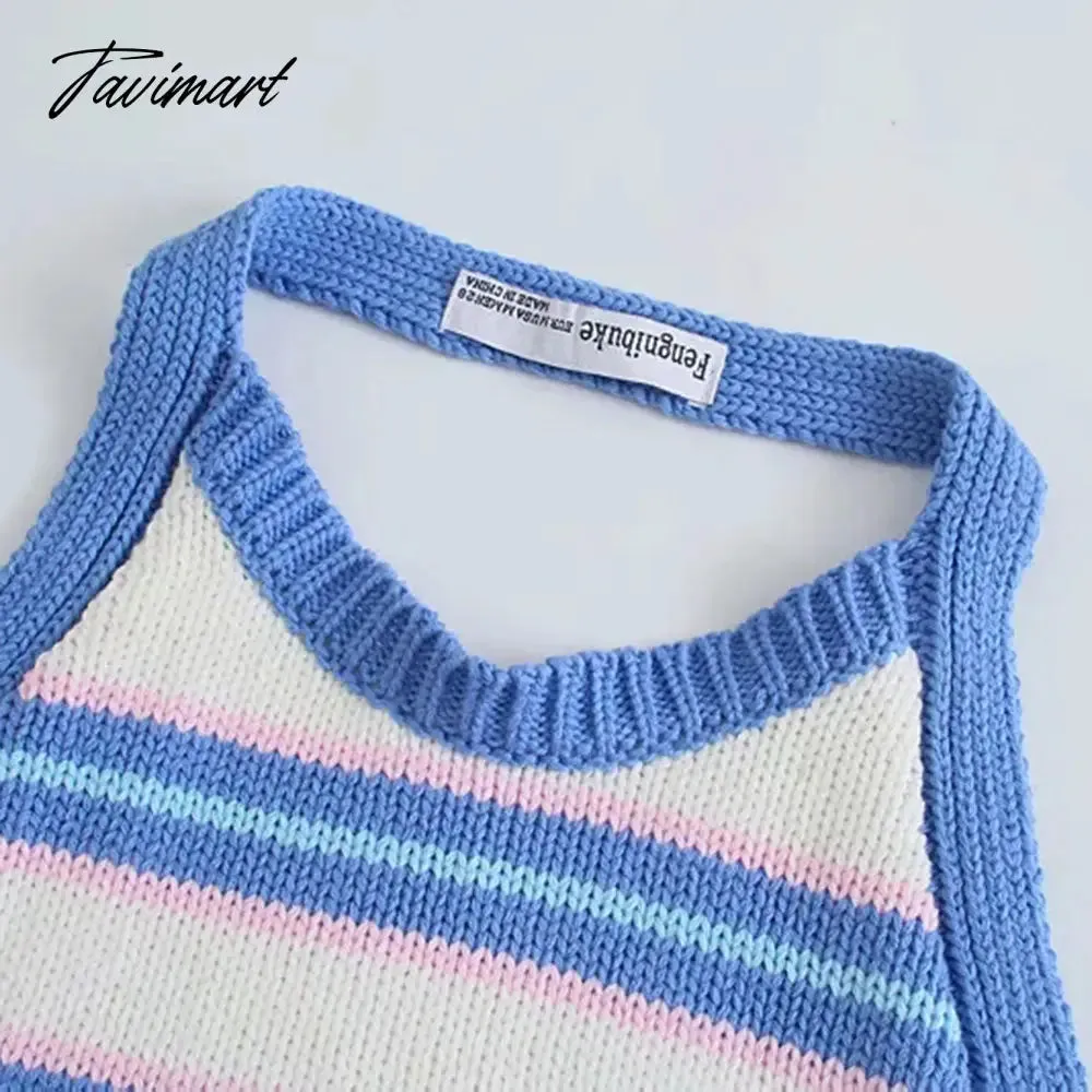 Tavimart Sleeveless Halter Bandage Backless Sexy Tank Crop Top Summer Women Streetwear Club Party Outfits Y2K Sweater