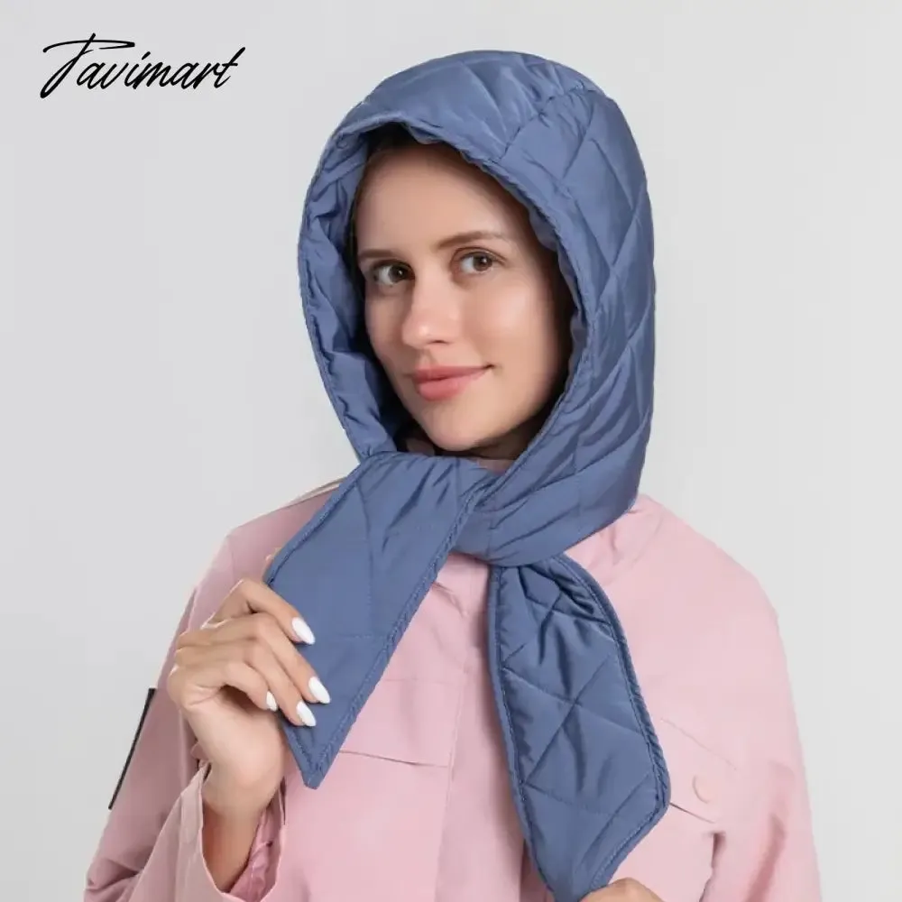 Tavimart Winter Warm Hats Balaclava For Women Men Fashion Design Quilted Headscarf Puffer Scarf Lightweight Portable Windproof Scarf Hat