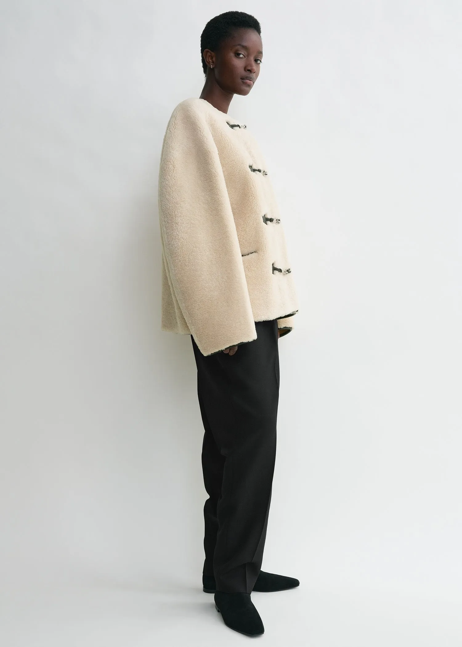 Teddy shearling clasp jacket off-white